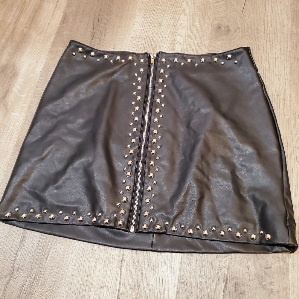 Faux Leather Mini Skirt with Stud Design NWOT ♡